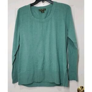 Eddie Bauer Christine Long Sleeve Womens Round Neck Sweater Green Size LG
